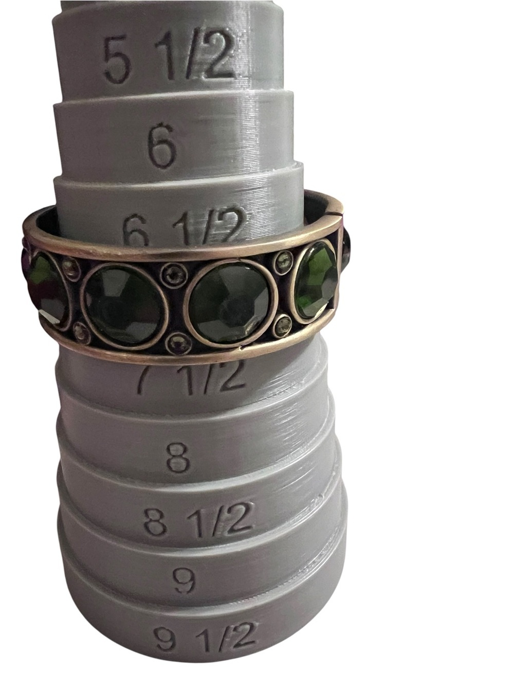 Green Stone Hinged Bangle Bracelet Size 7